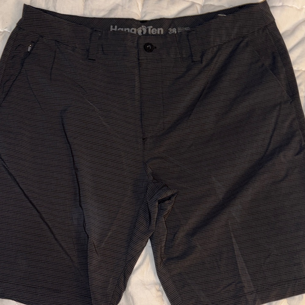 Hang Ten Men's Black Micro-Striped Flat Front Shorts